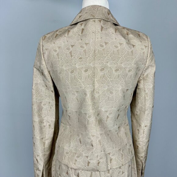 Marlowe Italy Womens Tan 2 Piece Suit Skirt Jacket Silk Cotton size IT 40 US 6 - Picture 8 of 14